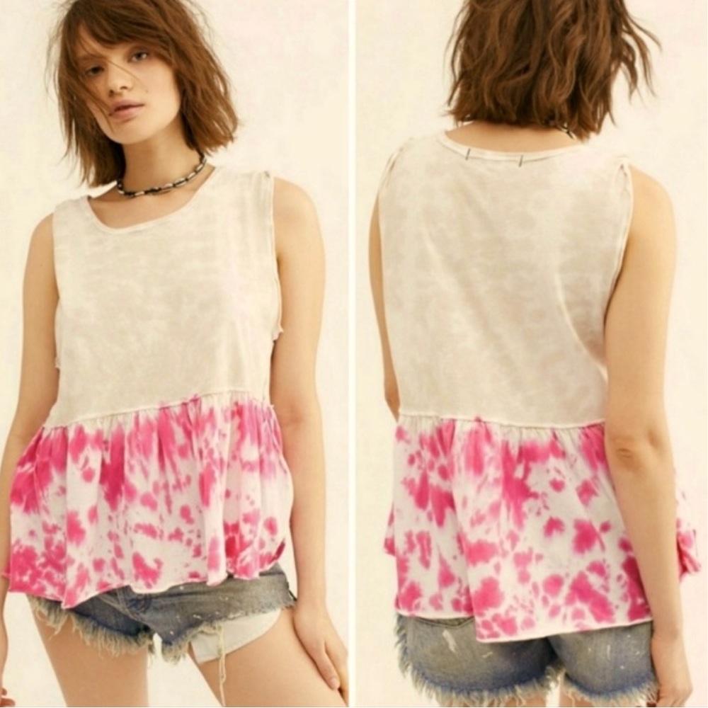 Free People We The Free Hibiscus Combo Tie Dye Anytime Tank, Size Medium